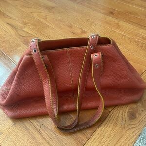 Cole Haan Orange Faux Leather Satchel Shoulder Bag